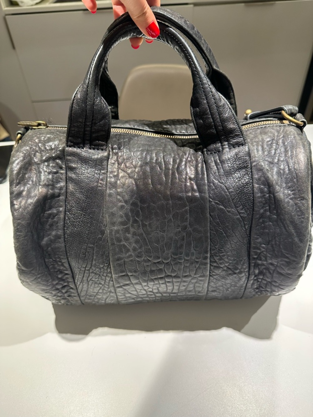 Alexander Wang Black Textured Barrel Satchel